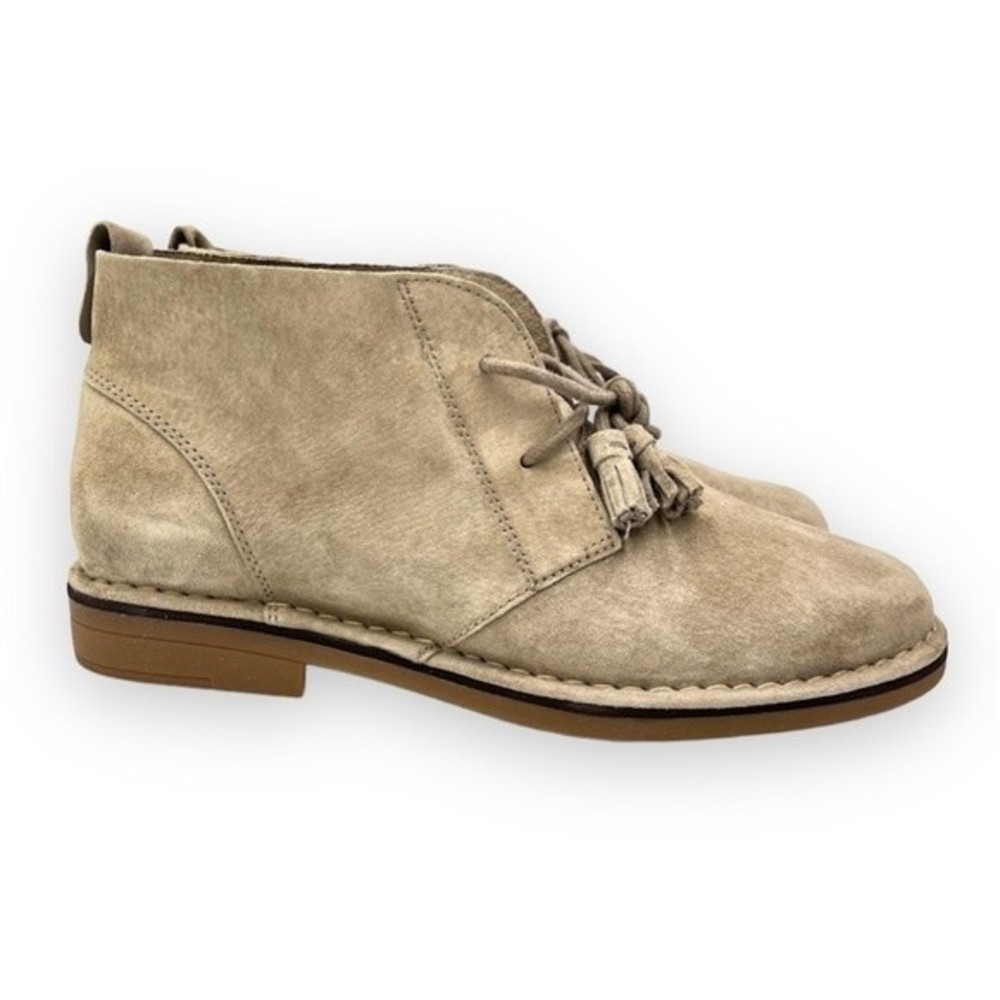 Hush Puppies Size 10 Light Brown‎ Taupe Tan Suede Leather Tassel Ankle Boots